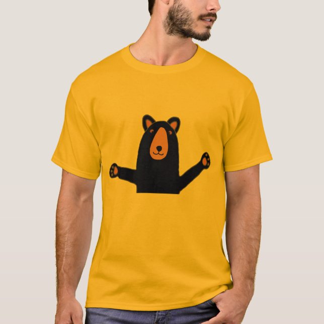 Funny Cute Black Bear Ready to Hug T-Shirt (Front)
