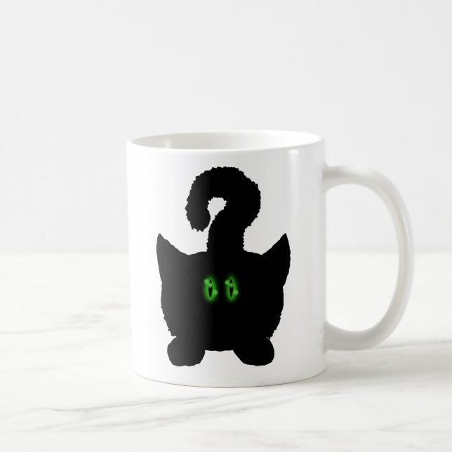Funny cute black cat cartoon art mug design (Right)