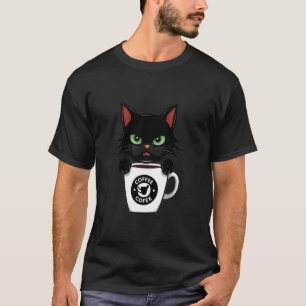 Funny Cute Black Cat Coffee Angry 1 T-Shirt