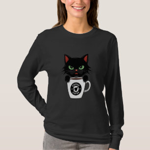 Funny Cute Black Cat Coffee Angry 1 T-Shirt