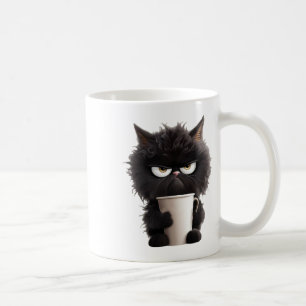 Funny Cute Black Cat Coffee Angry Mug
