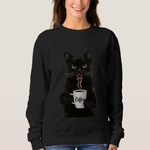 Funny Cute Black Cat Coffee Angry Sweatshirt