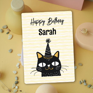 Funny Cute Black Cat Happy Birthday Card