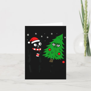 Funny Cute Black Cat What Jamas Christmas Tree Cos Card