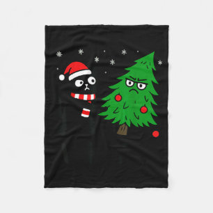 Funny Cute Black Cat What Jamas Christmas Tree Cos Fleece Blanket