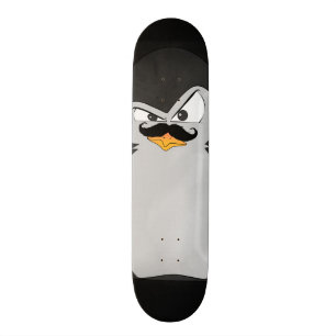 Funny Cute Black Gray Orange Angry Penguin Skateboard