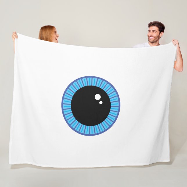 Funny Cute Blue Eyeball Fleece Blanket (In Situ)