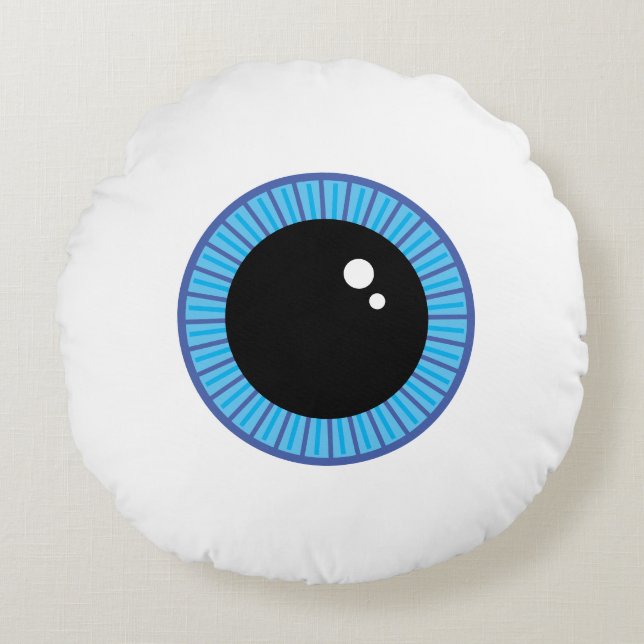 Funny Cute Blue Eyeball Round Cushion (Front)