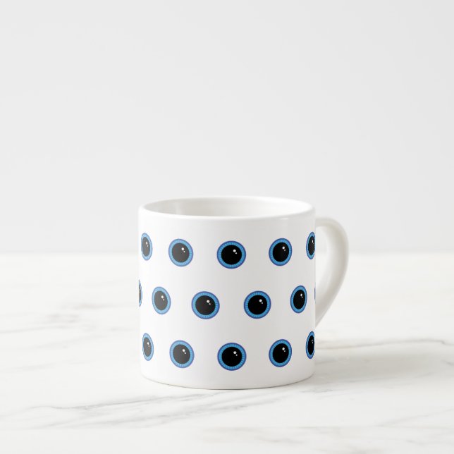 Funny Cute Blue Eyes Espresso Cup (Front Right)