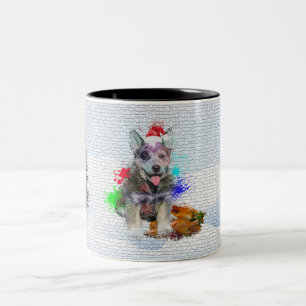 Funny, Cute Blue Heeler Dog Yappy Christmas Two-Tone Coffee Mug