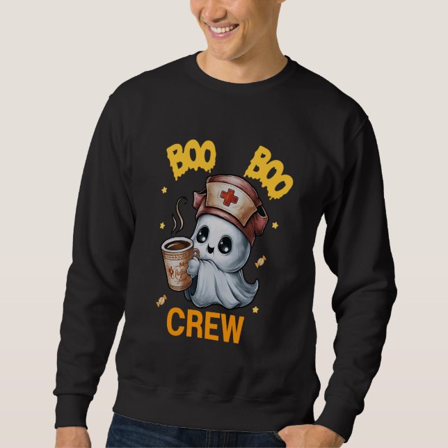 Funny Cute Boo Boo Crew Nurse Life Coffee Hallowee Sweatshirt (Front)