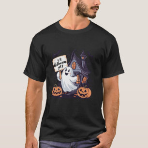 Funny Cute Boo Ghost Pumpkin Spooky House Haunted T-Shirt