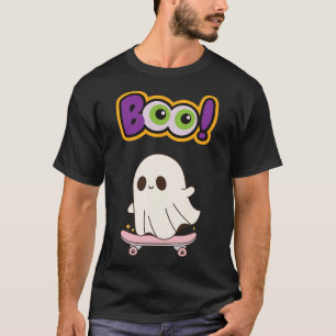 Funny Cute Boo Ghost Skateboarding For Party Or Te T-Shirt
