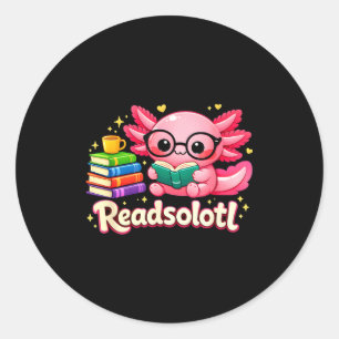 Funny cute bookworm axolotl readsolotl books pets classic round sticker