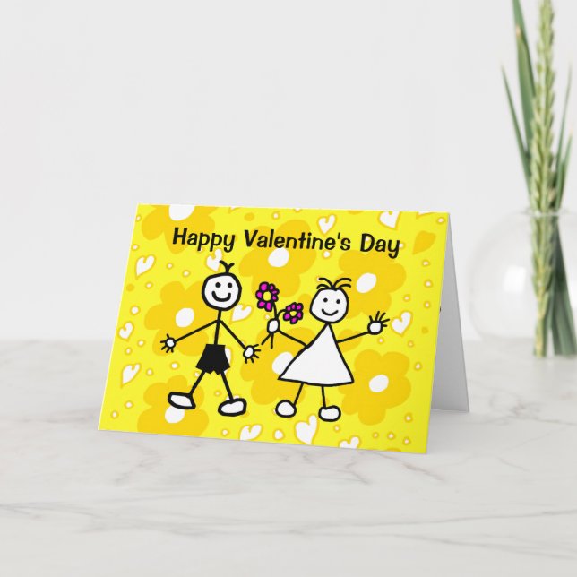 Funny Cute Boy Girl Valentine's Day Card (Front)