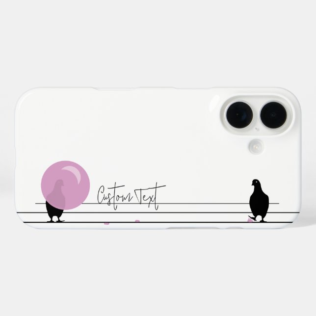 Funny Cute Bubblegum Birds on a Wire White Case-Mate iPhone Case (Back (Horizontal))