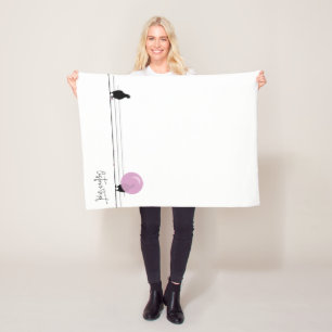 Funny Cute Bubblegum Birds on a Wire White Fleece Blanket