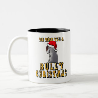 Funny Cute Bull Terrier Christmas Design Two-Tone Coffee Mug