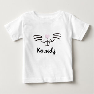 Funny cute bunny face custom name Easter egg hunt Baby T-Shirt