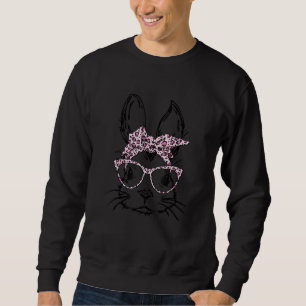 Funny Cute Bunny Wearing Glasses Pink Leopard East Sweatshirt