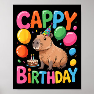 Funny Cute Capy Capybara Animal Birthday Party Sup Poster