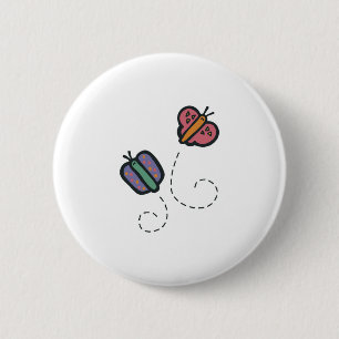 funny cute cartoon butterflies 6 cm round badge