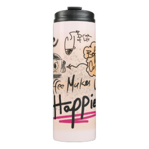 Funny Cute Cartoon Coffee Lover Doodle Thermal Tumbler
