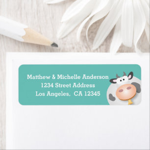Funny Cute Cartoon Cow Address Return Address Label