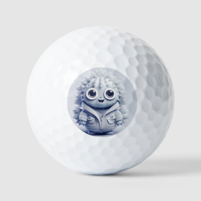 Funny Cute Cartoon Golf Ball – Smiling Character  (Front)