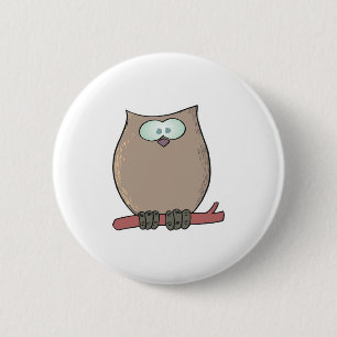 funny cute cartoon owl 6 cm round badge