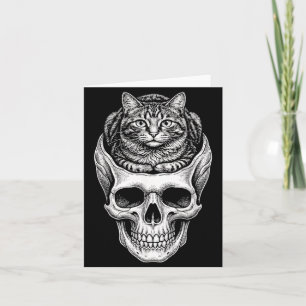Funny Cute Cat and Skull Meme Humour Art Design Card