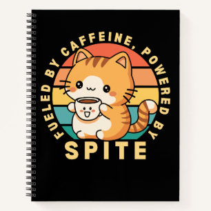 Funny Cute Cat Animal Coffee Quote Retro Sunset Notebook
