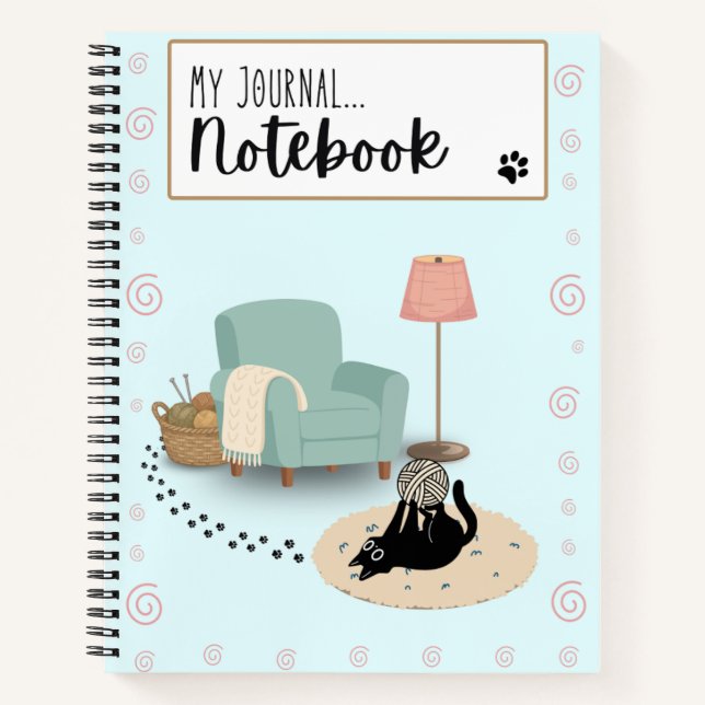 Funny cute cat Blue and black Notebook (Front)