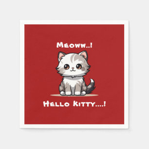 Funny Cute Cat Catmas Humour Napkin
