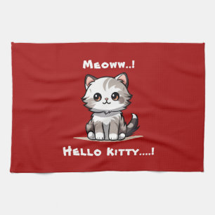 Funny Cute Cat Catmas Humour Tea Towel