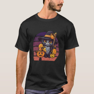 Funny cute Cat celebrate boo sheet pumpkin for Hal T-Shirt
