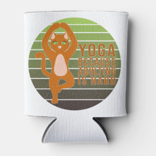 Funny cute cat doing yoga. funny yoga design can cooler
