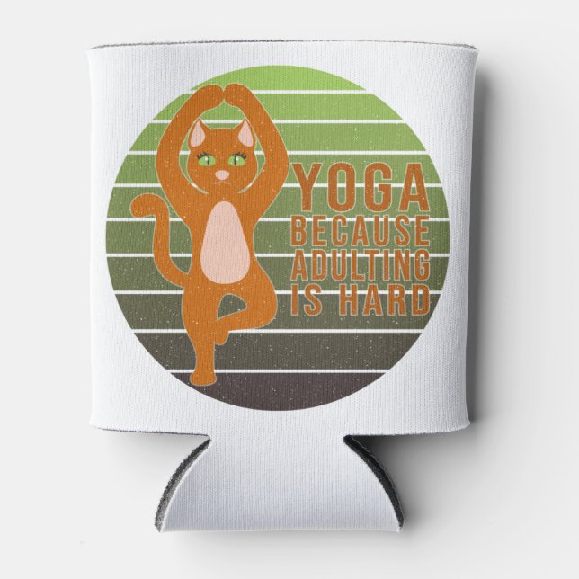 Funny cute cat doing yoga. funny yoga design can cooler (Front)