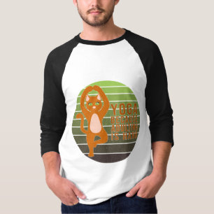 Funny cute cat doing yoga. funny yoga design T-Shirt