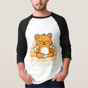 Funny cute cat doing yoga. funny yoga quotes T-Shirt