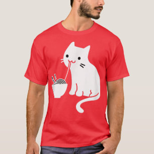 Funny Cute Cat Eating Ramen Quote, Cat Eating Rame T-Shirt