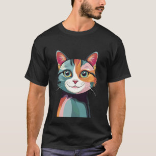 Funny Cute Cat Face Drawing Art Graphic T-Shirt