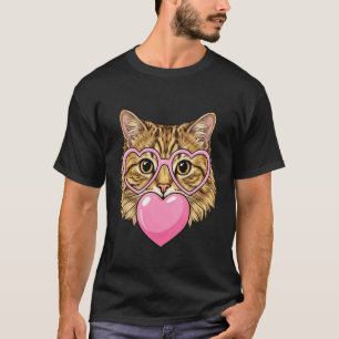 Funny Cute Cat Heart Bubble Gum Kitten Love Face A T-Shirt