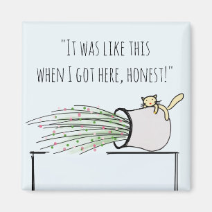 Funny Cute Cat Knocking Things Over Magnet