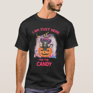 Funny Cute Cat Lover Halloween I am Just Here for T-Shirt