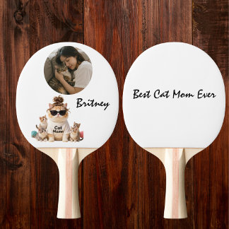 Funny Cute Cat Mama Kittens Photo Ping Pong Paddle