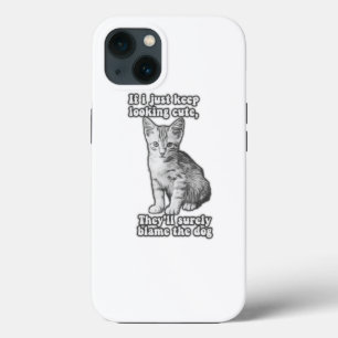 Funny cute cat meme for cat owners & kitty lovers iPhone 13 case