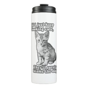 Funny cute cat meme for cat owners & kitty lovers thermal tumbler