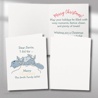 Funny Cute Cat Merry Christmas Greeting Holiday Card