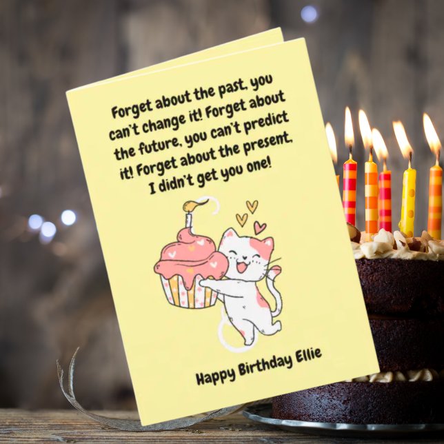 Funny Cute Cat Modern Birthday Greeting Card (Creator Uploaded)